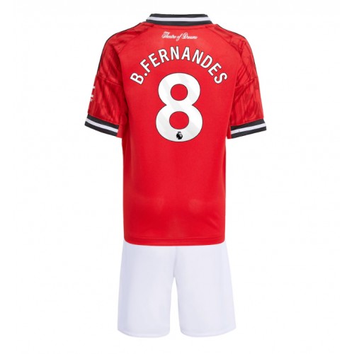 Manchester United Bruno Fernandes #8 Replika Hemmatröja Barn 2025-26 Kortärmad (+ Korta byxor)